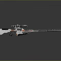 Modern Futuristic Sniper Rifle With Scope White Red Blue Accents And Reflective Surface