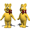 Yellow Cartoon Bear Toy Figures With Red Bow Ties Standing And Smiling