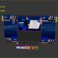 Modern Presentation Stage With Large Screen Displaying Innovate And Blue Wave Design
