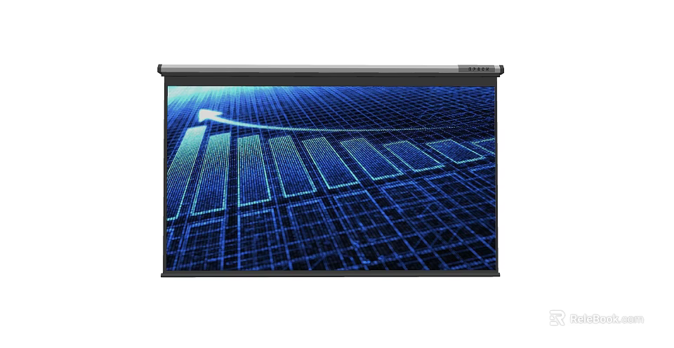 Projection Monitoring Screen Showing Real Time Data Analytics And Growth Charts 3d model 