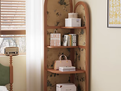 Shelf Style Locker with Floral Pattern Background White Boxes Books Pink Handbag LIKE Sign Decor 3d model