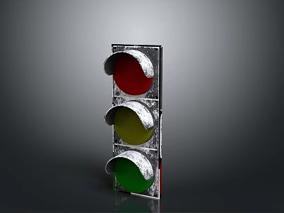 Classic Traffic Light With Red Yellow Green Circular Lights And Metal Frame 3d model