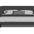 Modern Upholstered Double Bed With Curved Headboard White Sheets And Side Nightstands 3d model