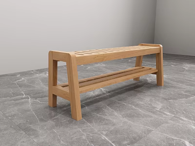Modern Wooden Shoe Bench With Simple Design For Entryway Seating 3d model
