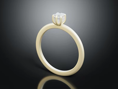 Minimalist Gold Ring Accessory With Smooth Band And Square Cut Diamond Design 3d model