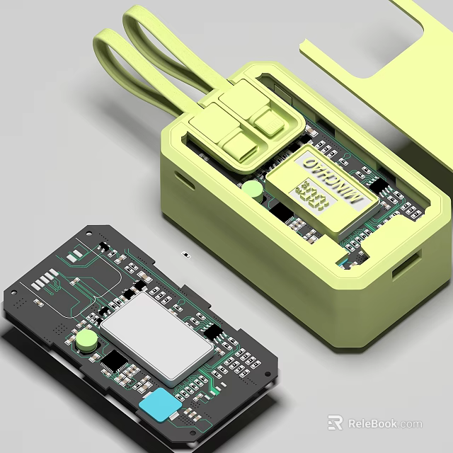 Green Electronic Device Case With Circuit Board And Chip Components Inside 3d model
