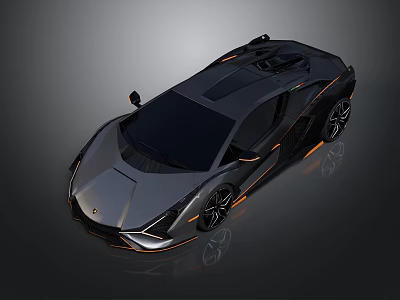 Black Sports Car With Sleek Aerodynamic Design And Orange Exterior Accents 3d model
