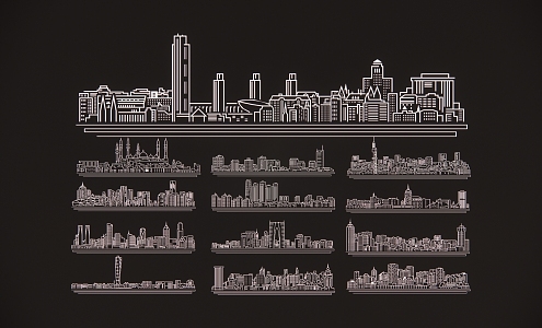 City Silhouette Line City Silhouette 3d model