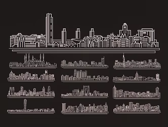 City Silhouette Line City Silhouette 3d model