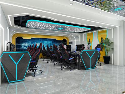 Modern Internet Cafe Internet Cafe 3d model