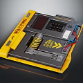 Yellow Emergency Stop Device With Warning Sign Display Screen And Keypad 3d model