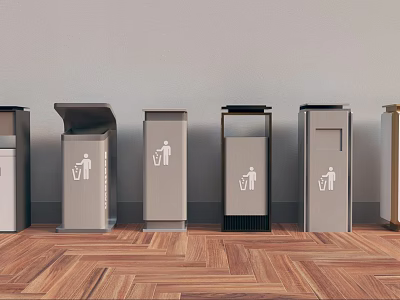 Different Styles Of Trash Bins For Indoor Use 3d model