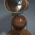 Commercial Vintage Telescope With Rustic Brass Barrel Spherical Base Wooden Platform And Metal Stand
