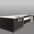 Modern Chrome Kitchen Faucet Fixture With Swivel Spout On Marble Countertop