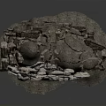 Gray Sculptural Decorative Artwork With Intricate Textured Surface And Base
