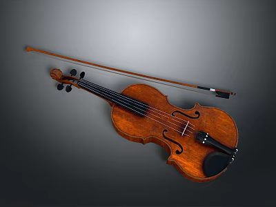Classical Wooden Violin with Bow Acoustic Musical Instrument for Music Enthusiasts 3d model