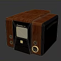 Vintage Electronic Radio With Wooden Case Black Display Panel And Control Knobs