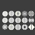 New Chinese style handle lotus million character pattern longevity character pattern metal handle hardware 3d model