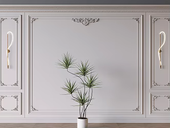 French carved wall panel sofa TV background wall decoration bedroom bedside background wall decoration 3d model