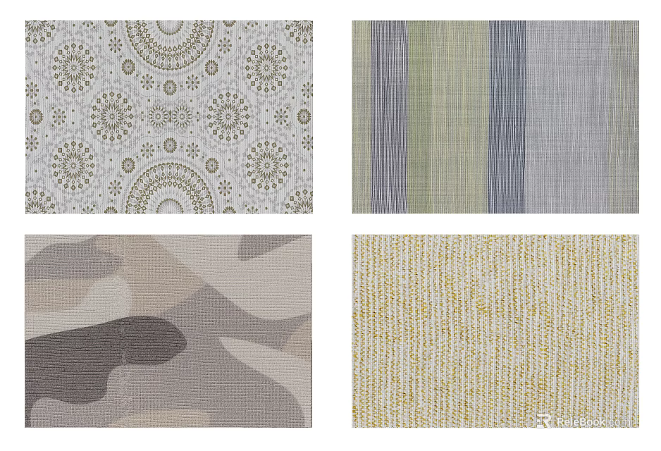 Stylish Square Rugs With Various Patterns And Decorative Designs For Home 3d model