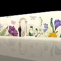 Colorful Floral Mural With Various Flowers Butterfly For Home Decor