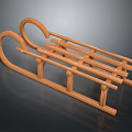 Traditional Wooden Sleigh With Curved Handles And Slatted Base For Winter Outdoor Use