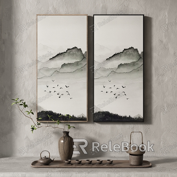 New Chinese Landscape Painting Texture Texture Decoration Painting Italian Minimalist Middle Ages model