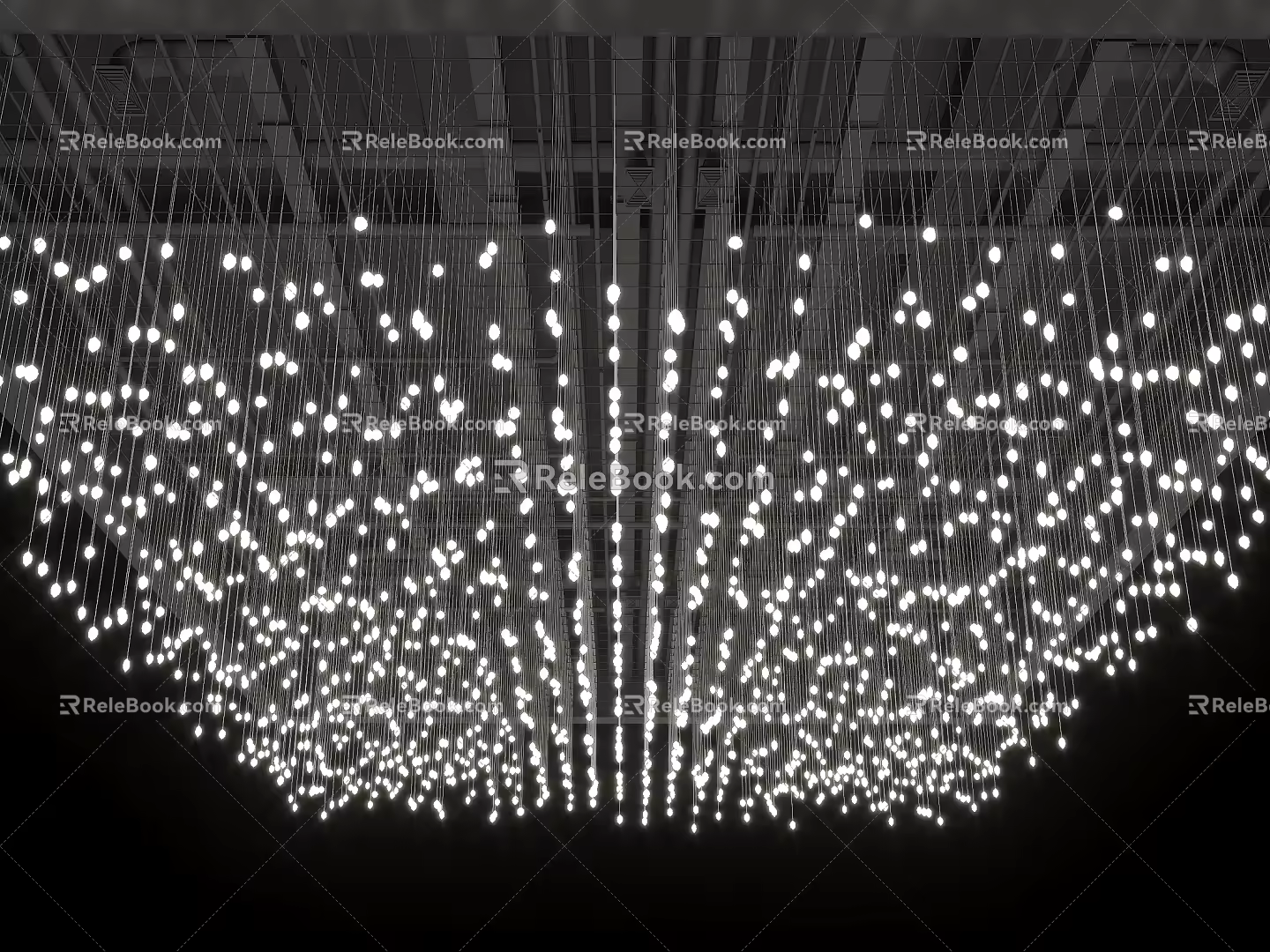 Industrial Ceiling Star Ceiling Bar Ceiling Restaurant Ceiling Fiber Light Fiber Light Ambient Light Star Light Crystal Chandelier 3d model