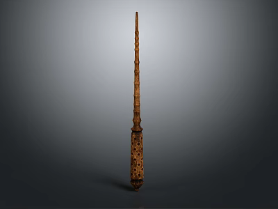 Ancient Wooden Long Staff Weapon With Intricate Carved Patterns And Traditional Design 3d model