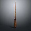 Ancient Wooden Long Staff Weapon With Intricate Carved Patterns And Traditional Design
