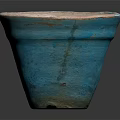Vintage Blue Ceramic Flower Pot As Garden Ornament With Distressed Finish