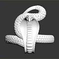 Silver Snake Ring With Coiled Design Detailed Head And Scaly Texture 3d model
