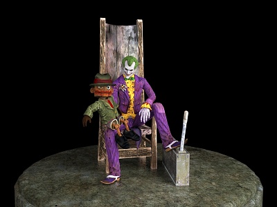 Clown Scarecrow Chair Box Man Kids Game Character Hat Clothes Shoes 3d model