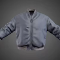 Stylish Gray Bomber Jacket With Loose Fit Zipper Closure And Ribbed Cuffs Hem