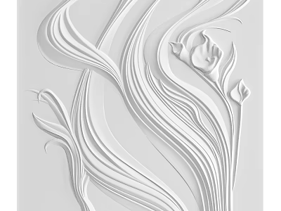 White Gypsum Cornice with Intricate Floral and Curved Patterns for Interior Decoration 3d model