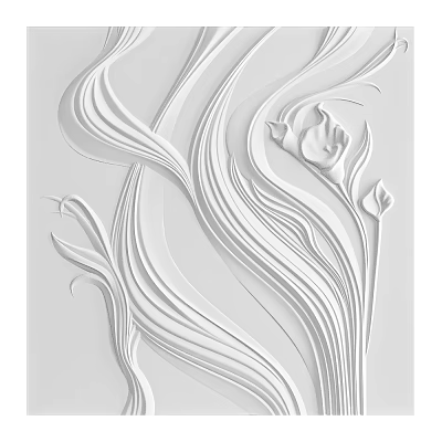 White Gypsum Cornice with Intricate Floral and Curved Patterns for Interior Decoration 3d model