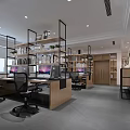 Modern Public Office Space With Open Layout Desks Computers Office Chairs And Bookshelves
