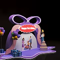 Birthday Celebration Setup With People Celebrating Colorful Balloons Gift Boxes And Cake