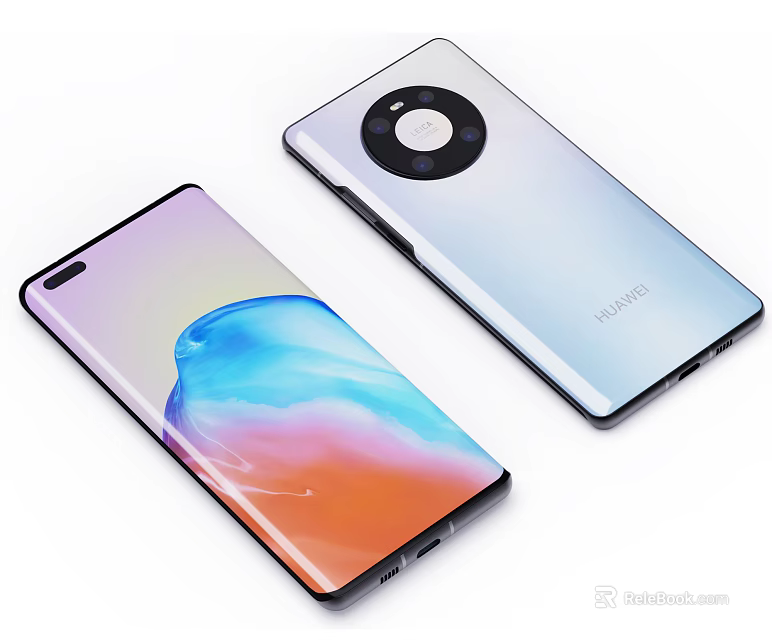 Huawei Mobile Phones Featuring Gradient Color Back Panel Front Screen And Circular Camera Module 3d model