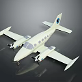 Light Colored Twin Propeller Model Airplane With Round Windows And Tail Logo