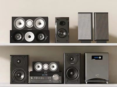 Modern Headphone Speakers Various Styles Home Audio System Shelf 3d model
