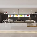 Modern Milk Tea Shop Interior With White Counter And Drink Display Menu