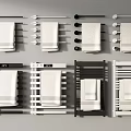 Soft White Towels Hanging On Modern Black And White Towel Racks With Different Designs