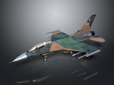 Aerospace Fighter Jet Model With Camouflage Paint XM Marking On Smooth Surface 3d model