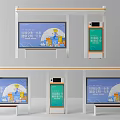 Bus Station With Billboards Benches Cartoon Design And 120th Anniversary Civilized Traffic Promotion