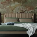 Modern background double bed 3d model