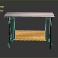 Modern Swing Chair With Wooden Seat Metal Frame And White Top