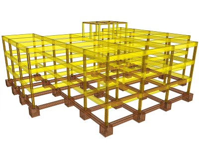 Building Construction Steel Frame Structure With Support Beams And Columns 3d model