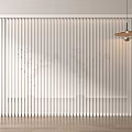 White Vertical Blinds Curtain Design For Modern Interior With Wooden Floor And Pendant Light