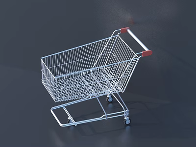 Metallic Shopping Cart With Wheels And Handle For Public Retail Use 3d model